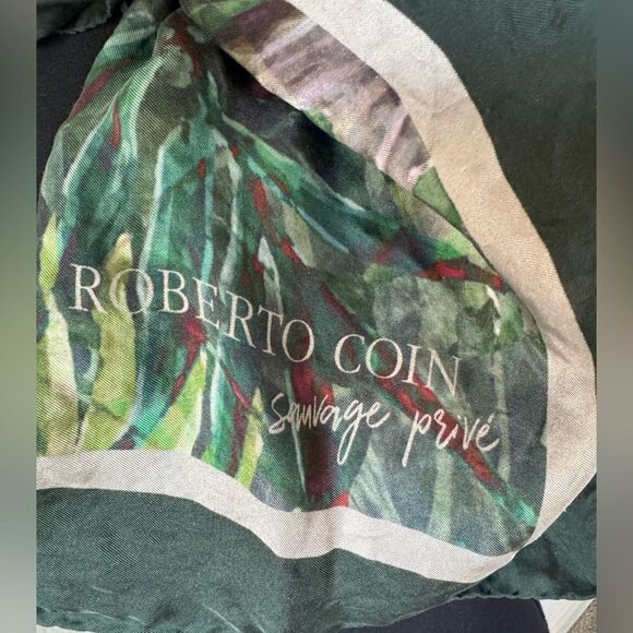 Roberto Coin 100% Silk Tropical Print Scarf 33”x33” Made in Italy Designer - Picture 3 of 5